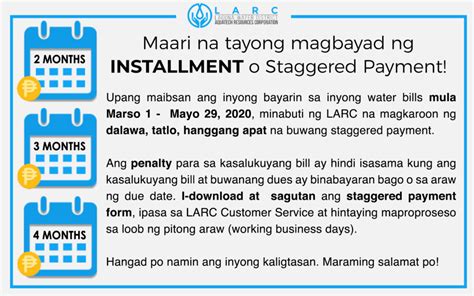 staggered payment tagalog|larc.com.ph.
